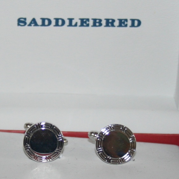 SADDLEBRED MEN'S CUFFLINKS ROUND SILVER - Picture 1 of 2